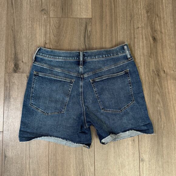 J.Crew Classic Denim Short WMNS 30 Dark Pacific Blue Wash Stretch Rolled Raw Hem - Picture 7 of 9